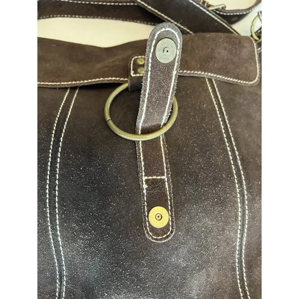 Vintage GAP Brown Suede Leather Crossbody Bag Purse Y2K Festival Boho